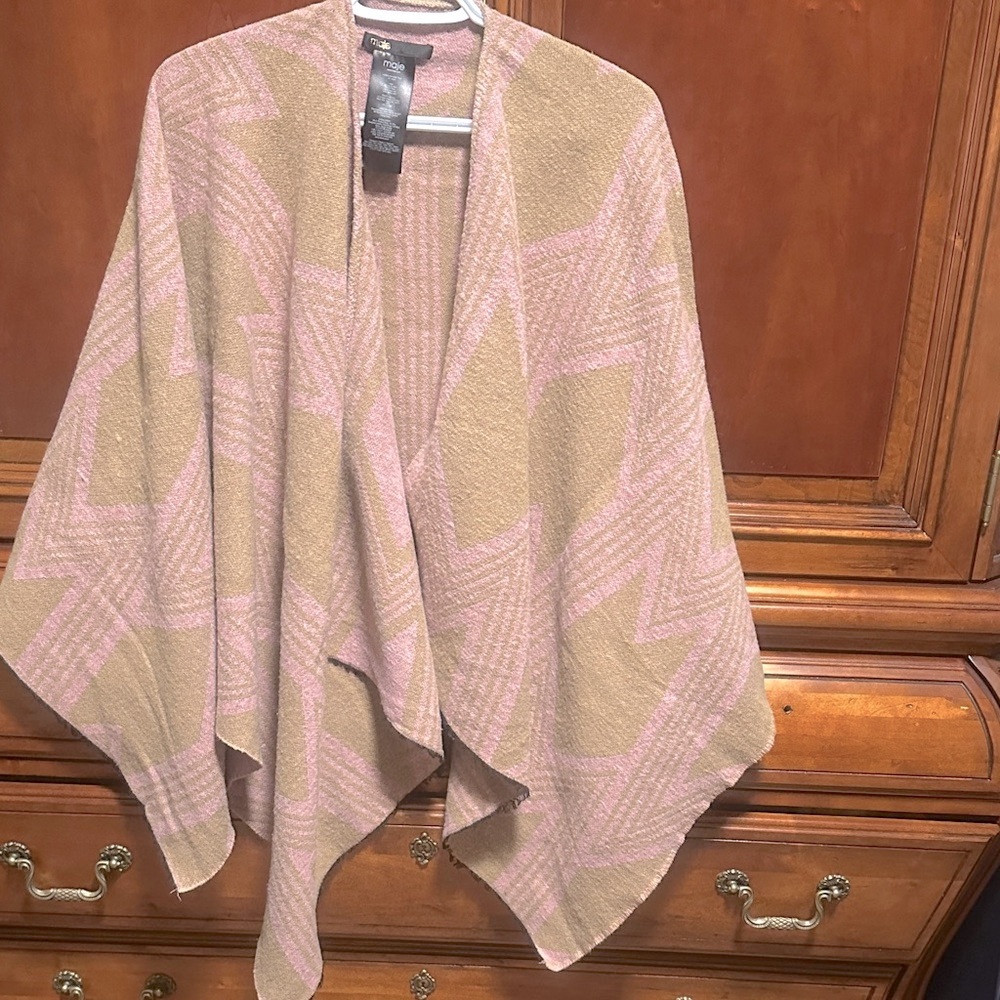 Maje Pink and Tan Poncho
